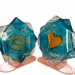 Handmade Fused Glass Paperweights – Pyrosofa Studio Milos Greece – Abstract Art